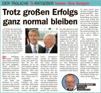 29.07.2022 tz-Ratgeber - Trotz großen Erfolgs normal bleiben