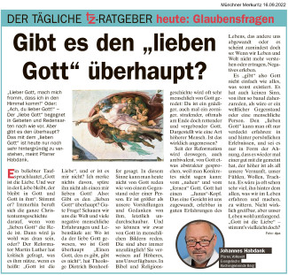 16.09.2022 tz-Ratgeber - Gibt es den lieben Gott überhaupt?