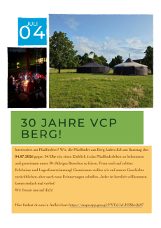Flyer mit Einladung zum Jubiläum des VCP Berg