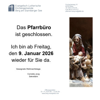 Urlaub Pfarrbüro 2025/2026
