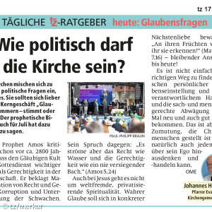 tz Kolumne: Wie politisch darf Gemeinde sein?